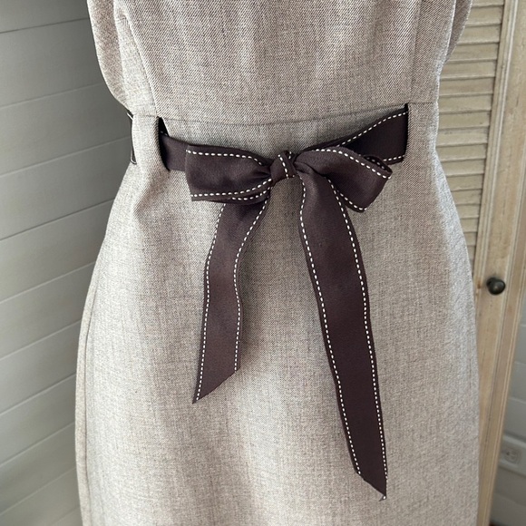 Studio I Women’s Career Beige Short-Sleeve Knee Length Belted Dress Size 10 - Picture 11 of 12